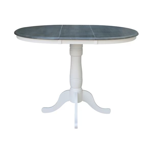 Round Pedestal Table, 36 in W X 48 in L X 41.3 in H, Wood, White/Heather Gray, International Concepts, Mfr#: K05-36RXT-6B-2